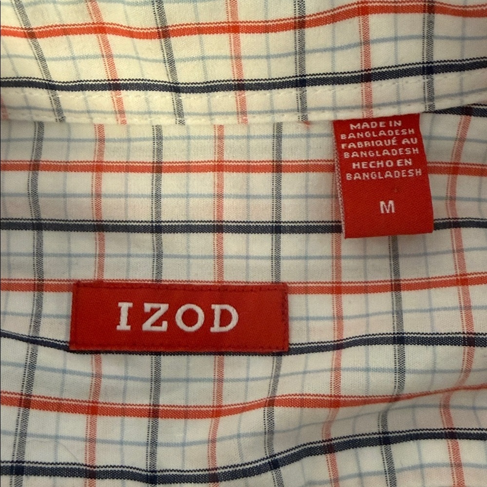 IZOD Plaid Button-Down Shirt Men’s Medium 100% Cotton Classic Fit - Picture 7 of 7